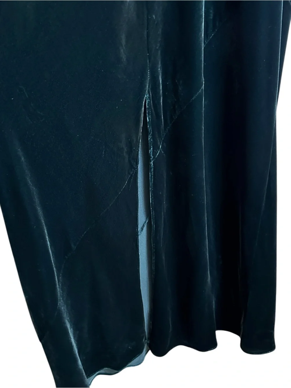 BANANA REPUBLIC Rita Velvet Maxi Dress XL Green Silk Blend Cowl Neck Bias Cut - Picture 9 of 15